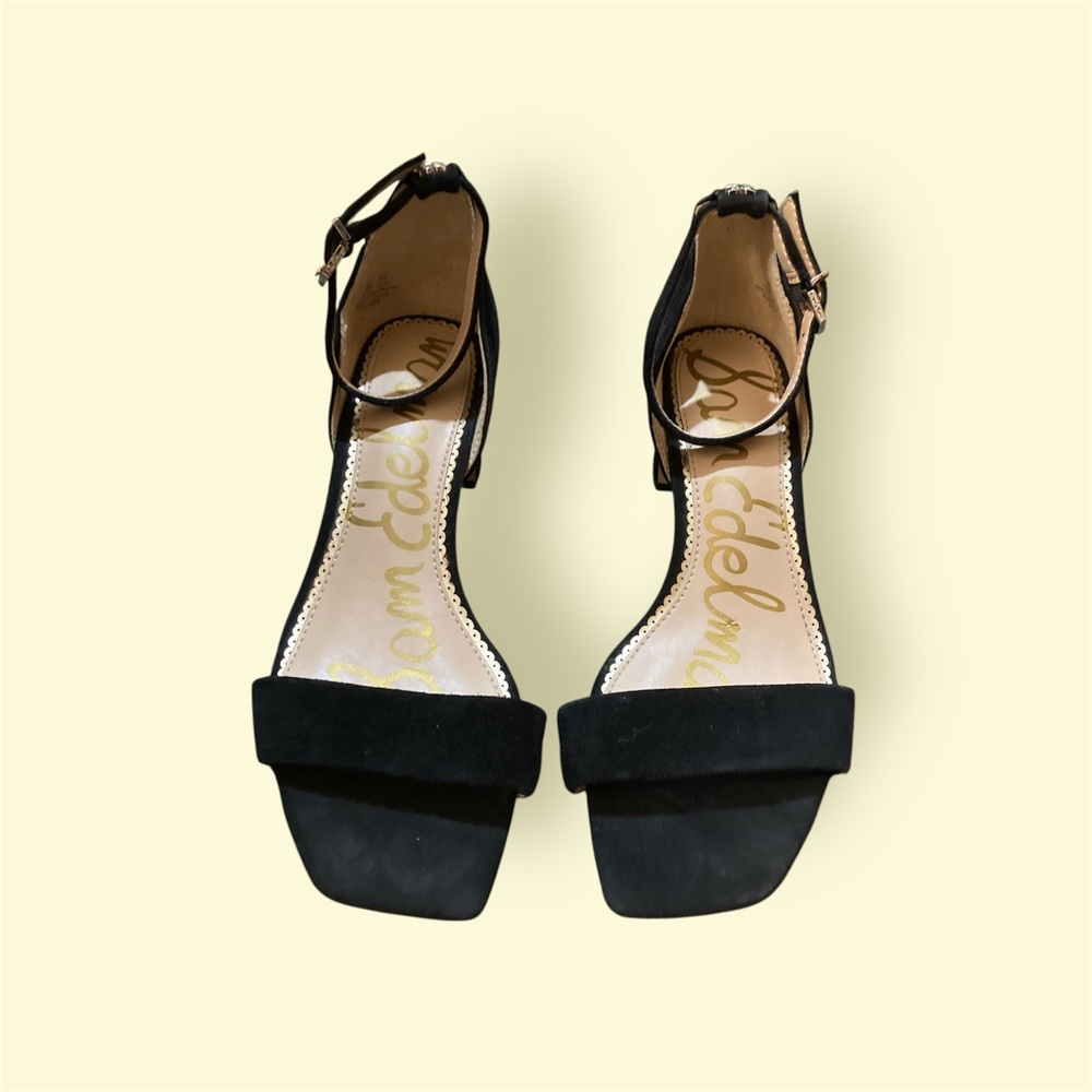 Sam Edelman Daniella Sandal Black Suede with gold colored accents size 7.5 EUC - Picture 4 of 9